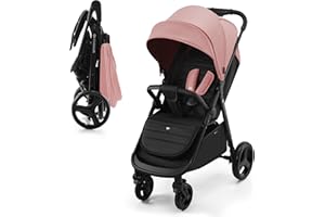 Kinderkraft RINE Silla de Paseo, Carrito bebé, cochecito bebé, Suspensión, Impermeable con UPF 50+, Plegable, Fácil de Plegar, Rosa