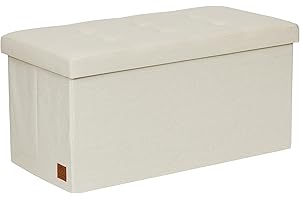 LOVE !T STORE !T Love IT Store IT Premium ławka do siedzenia z miejscem do przechowywania – skrzynia z lnu – wzmocniona drewnem – wygodna i stabilna – beżowa – 76 x 38 x 38 cm