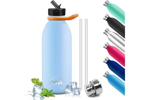 KollyKolla Botella Termica 500ml, Botella Agua Acero Inoxidable Aislamiento de Vacío de Doble Pared, Sin BPA Botella Agua Niños con Paja, Cantimplora Infantil Para Gimnasio, Ciclismo, Escuela, Deporte
