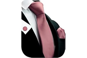 Gusleson 3.15"（8cm） Solid Color Necktie and Pocket Square Cufflinks Sets For Men + Gift Box
