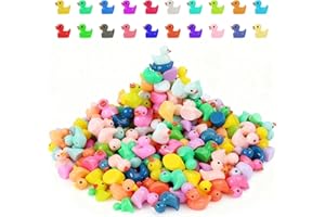TMEFOY Lot de 200 Pièces Mini Canard en Résine, Petit Ducks de Bain 20 Couleurs, Mini Canards en Résine Polyvalent Set Plastique pour Aquarium Paysage de Jardin Ornement Maisons de Poupées Décoration de Pot
