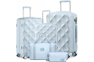 Sea choice Set de 5 Valises Rigide de Voyage de ABS Ensemble de Valises avec Trousse de Toilette Sac de Voyage Lot de 3 Bagages (55/65/76cm) avec Roues Pivotantes à 360° et Serrure TSA