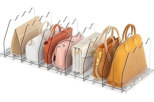 Ronlap Divisori per mensole, organizer per borse, organizer per armadio, organizer regolabile per vestiti, organizer per borse, per cucina, armadio, bagno, 8 pezzi, trasparente