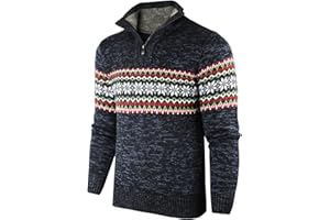 Superora Jersey para Hombre Suéteres de Cuello Recto con Cremallera Otoño Invierno Cálido