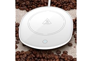 LONID Elektrischer Kaffee Wärmer für Weihnachten, Auto Ein/Aus Schwerkraft-Induktion Getränkewärmer, Tassenwärmer für Schreibtisch mit Großer Heißplatte-Weiß (ohne Tasse)