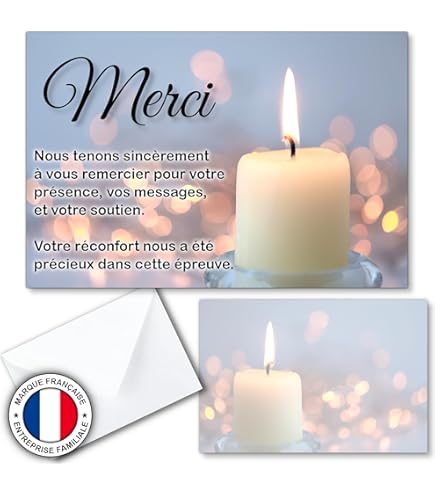 Cartes Remerciement Deuil - Lot De 75 Cartes + 75 Enveloppe Blanches - Condoléances Décès