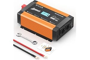 Ampeak 2000W/4000W 12V zu 230V Reiner Sinus Wechselrichter mit 2 Europäische Steckdose und 2 USB-Anschlüsse 1 Zigarettenanzünder-Anschluss LCD Spannungsanzeige,für Haushaltsgeräten，Wohnmobil, LKW