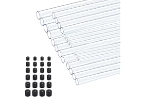 BBYPP 24PCS 40cm PVC Hart Gerade Rohr Sortiment, Rohr aus Kunststoff 40cm, 6 verschiedene ID 4mm 8mm 12mm 16mm 20mm 24mm, 1mm Dicke, mit 24 stücke Runde Gummistopfen für DIY Home Repairs
