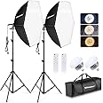 UBeesize Softbox Photography Lighting Kit, Continuous Lighting Kit with 30" x 30" Reflector and 3 Color Temperature 85W 3000K-7500K Bulb, Photo Studio Lighting for Video Recording, Portrait Shooting