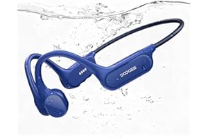 DOOGEE Bone Conduction IP68 Waterproof Swimming Headphones, 10H Battery Life Sports Running Wireless Bluetooth 5.4 Open Earphones Dual Modes for Cycling, Underwater Swimming, Fitness (BLUE)