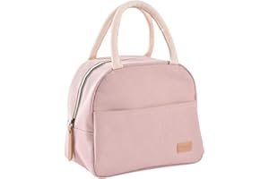 BÉABA, Sac Repas Isotherme pour Repas de bébé/Enfants, Lunchbox, Garde au Chaud/Frais, Grande Contenance 5L, Tissu imperméable, Pochette Avant, Matière Souple, Rose Poudré