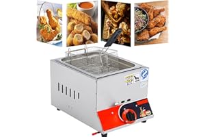 XINGG Commercial Gas Fryer, LPG Countertop Gas Fryer, Stainless Steel, 11L Large Capacity Dual Fryer, With Removable Baskets, Adjustable Firepower, Easy Clean