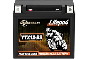 ‎MOUDENSKAY MOUDENSKAY Lithium Motorrad Batterie 12V Lithium Powersports Batterie mit BMS(YTX12-BS 400~450CCA 12.8V 5Ah) LiFePO4 Motorrad Starterbatterien für Motorräder, ATV, UTV, Wasserfahrzeuge, etc