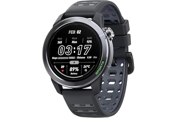 Mibro GS Active 2 Montre Running Homme Femme 1,32" AMOLED, 15 Jours d'autonomie, Plan d'Entraînement, Appels Bluetooth, Fréquence, SpO2, GPS Intégré Navigation pour Course à Pied, Vélo (Gris Foncé)