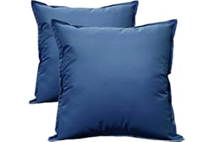 Olivia Rocco Pack of 2 Waterproof Cushion Cover Outdoor Garden Breathable Decorative Cushions Covers for Patio Bench Sofa Furniture Indoor Living Room Bed Chair Scatter, 43 x 43 cm Blue