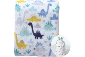 CREVENT Coperta in pile per neonati e bambini piccoli, per la culla e il passeggino, comoda e morbida, 75 x 100 cm, motivo dinosauro
