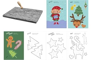 JEKA Prickelset Weihnachten, Prickelnadel Set, Prickeln Kinder, weihnachtliche Prickelmotive, Basteln Weihnachtenszeit