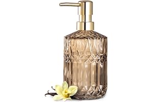 EMPO Dozownik mydła z przezroczystego szkła z pompką z tworzywa ABS, kryształowy dozownik balsamu do zlewu kuchennego, łazienki (brązowy)