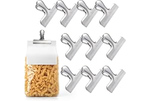 OAMCEG Edelstahl Verschlussklammern Tütenclip 10 Stück Set Wiederverwendbare 76 mm Klammern für Beutel & Lebensmittel Metallclip Klemmen mit starker Klammerkraft für Küche, Büro, Reisen