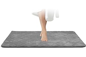 ‎JAWAONLINE JAWAonline Badezimmerteppich Grau - Pflegeleichte Badematte Memoryschaum - Extrem Saugfähiger Badteppich - Badvorleger rutschfest - Waschbarer Bad Teppich Badezimmer - Duschvorleger 70x120cm