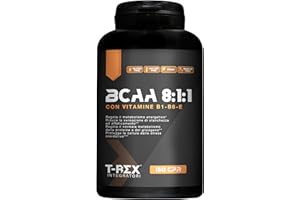 T-Rex Integratori BCAA Integratore alimentare di aminoacidi ramificati con Vitamina B1, B6 ed E | Post Workout Recupero Muscolare (BCAA 8:1:1, 150 Unità (Confezione da 1))
