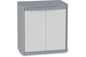 Terry, Jumbo 900 Wave szafa z 2 drzwiami i 2 regulowanymi półkami, do wewnątrz i na zewnątrz. Kolor: szary, materiał: tworzywo sztuczne, wymiary: 89,7 x 53,7 x 94,5 cm, jasnoszara/ciemnoszara