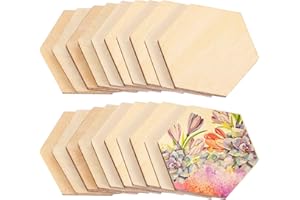 SINZAU Hexagone en Bois, 50 Pièces Hexagonales Inachevées, Diamètre 10 cm, Epaisseur 2,5 mm, Découpes Légères Pour Œuvres d'Art, Signalétique, Décorations, Peinture, DIY