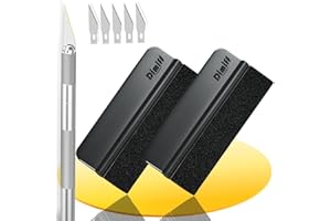 Dimiff Marouflette, Raclette covering, Kit papier peint, Avec Raclette en Feutre, Kit Covering Voiture, kit pose film vitre, maroufleur plastique avec Cutter |Petit Noir