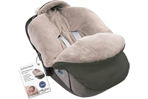 ‎MILLYBO millybo Fußsack Baby Einschlagdecke für Winter geeignet für Kinderwagen Babyschale Babybett Autositz Buggy (Nylon Olive- Minky Latte 607.001)