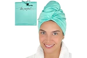 Asciugamano in microfibra per capelli da donna – Turbante ad asciugatura rapida assorbente per capelli bagnati, ricci e lunghi per donne, ragazze e bambini, anti crespo, The Perfect Haircare, Acqua