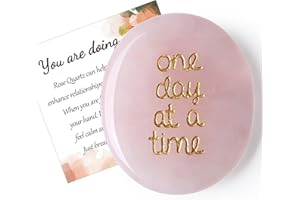 QINJIEJIE Worry Stone Rose Quartz Thumb Stones Healing Crystals Anxiety Relief for Adults Small Crystals Meaningful Spiritual Gifts for Women Kids Colleagues
