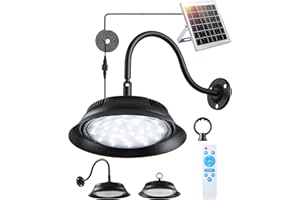 ‎FABSTYL FabStyl Solar LED Lampe Außen, Hängelampe & Wandleuchte mit Fernbedienung, 3 Farbtemperaturen, 5000mAh Akku, 10–12h Leuchtdauer, IP65 Wasserdicht für Gartenhaus, Schuppen, Garage, Stall, Terrasse