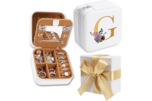 WALLFID Scatola da Regalo a Nodo,Bianca Portagioie con Specchio,Regalo Compleanno Donna,Regali Donna,Portagioie da Viaggio - Organizzatore per Orologi,Rosetti,Orecchini,Collane (G)