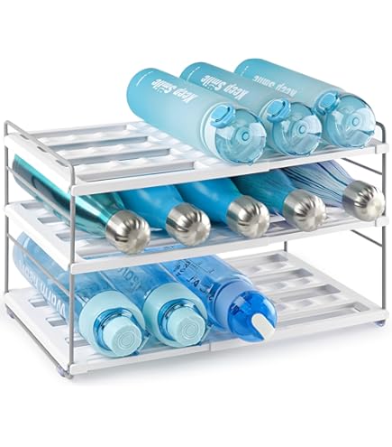 PRATYAHARA 4Pcs Clear Refrigerator Wine Holder - Stackable Plastic Bottle Organizer