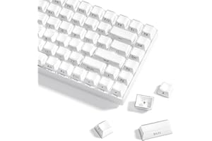 Womier Keycaps – Crystal Jelly Keycaps für 60, 65, 75, 100% Tastaturen, Bedruckte Tastenkappen, 113-Tasten-OEM-Profil für 61/68/84/87/98/100 Cherry Gateron MX mechanische Tastaturen, Weiß