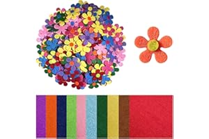 ZBHDEYG Lot de 100 fleurs en feutre colorées, 10 feuilles de tissu en feutre, patchs autocollants, fleurs en feutre faites à la main, décoration florale en tissu, appliques en feutrine artisanale