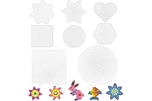 XIONGHONGLONG 8 Pezzi Perline da Stirare,Fusibile Beads Boards,Base Quadrata per Perline,Pannello Forato,Carta da Stiro per Bambini Fai da Te Artigianali,Carta da Stiro per Bambini