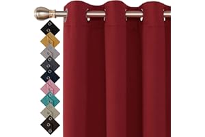 GENERIC Thermal Insulated Blackout Ring Top Eyelet Curtains for Bedroom Windows 90 x 54 Inches Red 2 Panels (90”(228cm) wide x 54”(137cm) long, Red)