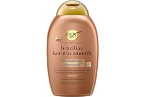 OGX Ever Straightening with Brazilian Keratin Smooth Conditioner, Smooth & Sleek, Makes Hair Smoother After the First Use, for Shiny Hair, Sulfate Free, 385ml