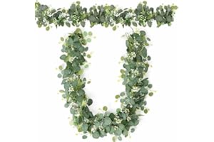 ParPix 2 Stück Künstliche Eukalyptus Girlande, 180cm Eukalyptus Deko Girlande, Grün Deko Eukalyptus Girlande, Eukalyptus Pflanze Girlande Hochzeitsdeko,Girlande Eukalyptus Künstliche,Hochzeit Girlande