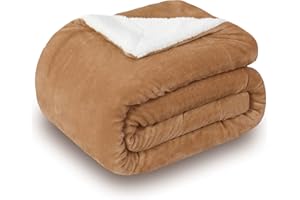 SOCHOW Coperta Plaid in Pile Sherpa, Cammello 150 x 200 cm Coperta di Peluche Super Morbida e Lussuosa a Doppio Strati