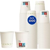 Traineando Disposable Coffee Cups - 1000 Count - 7 oz / 200 ml - Recyclable Cardboard Cups for Hot Coffee - Sturdy and Suitab