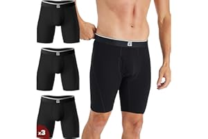 Giovici Mens Long Leg Boxers Bamboo Viscose Anti Chafing Ultra Cooling Underwear with or without Fly Sweat-Wicking Underpants