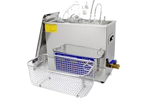 BESTYKS SUS304 ultradźwiękowe urządzenie do czyszczenia okularów, 6 l, 40 kHz, z ogrzewaniem, timerem, do biżuterii, okularów, zegarków, protez, małych części, laboratorium, SUS304