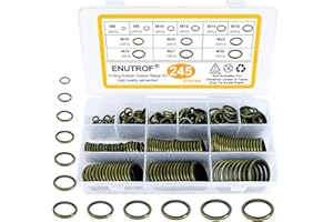 ENUTROF Rondelle Plate avec Lèvre en Caoutchouc Joints d'étanchéité Hydrauliques 245Pièces M6-M30 Joint Vidange Voiture Bouchon Pour Presses Tuyaux D'huile Automobile Cylindres (245)