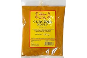 Curcuma Moulu 100g - Epice d'Or, Pure et Naturel, Végétalien, Sans Colorants, Sans Additifs Ni Conservateurs.