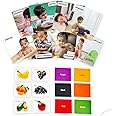 B4BRAIN Premium Set of 2 Brain Boosting Non-Tearable Flash Cards for 0-3 Years | Activities of Daily Living+Fruit & Color Cards | 20 Durable Board Cards | Montessori Early Learning Toy