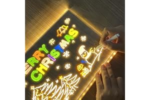 HOIDOKLY Nueva pizarra acrílica de borrado en seco 2026 con luz, pizarra de notas LED con luces de colores, pizarra de borrado en seco con luces LED, pizarra de dibujo iluminada por LED con soporte ajustable y