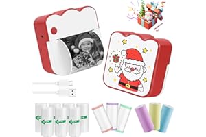 Ambesty Mini Impresora para Movil, Navidad Impresora Fotográfica con 13 Rollos de Papel, Portátil Mini Impresora Bluetooth Inalámbrico Impresora Térmica, Movil Impresora Fotos, para Fotos Nota, Imagen