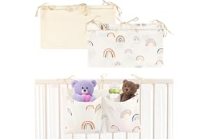 RVLZKCPG 2 organizer per lettino, da appendere, 2 in 1, per cameretta dei bambini, organizer per culla, per la cameretta dei bambini, regolabile, per la cameretta dei bambini, organizer da appendere